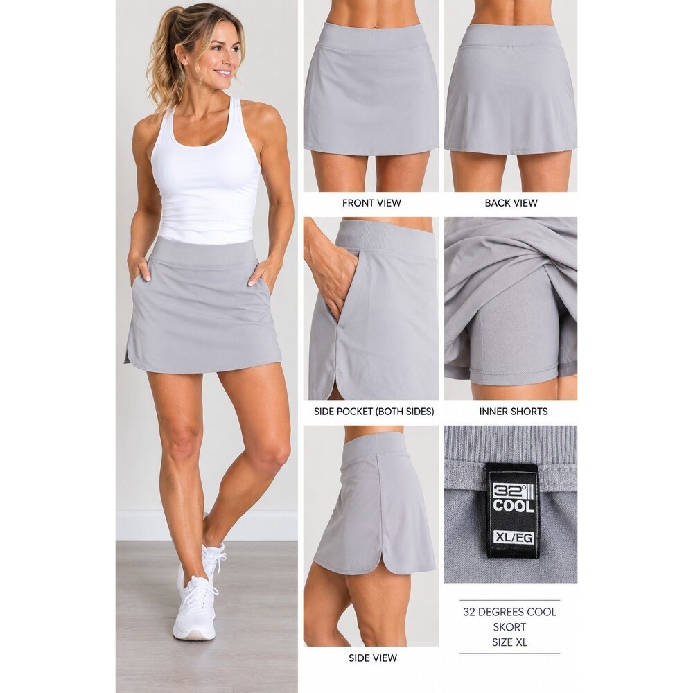 32 Degrees Cool Skort Women's Size XL Heat Cool Gray